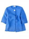 Кардиган вязаный для девочки на одной пуговице с люрексом, рукав 3/4, темно-голубой