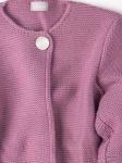 Кардиган вязаный для девочки на одной пуговице с люрексом, рукав 3/4, лавандовый