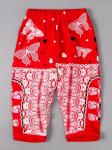 Бриджи для девочки, сердечки, бабочки, красный