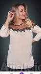 Блузка Женская  3503 "Верх Гипюр Рюша" Бежевая