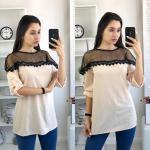 Блузка Женская 3503 "Верх Сетка Гипюр" Светло-Розовая