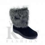 Унты женские короткие чернобурка с замком, литая подошва