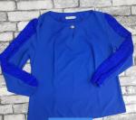 Блузка SIZE PLUS кружевные рукава 25290 яр-синяя RH106 UM37