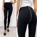 Джеггинсы с молнией на ягодицах 3706 черные IN