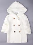 Кардиган вязаный для девочки с капюшоном на пуговицах, молочный