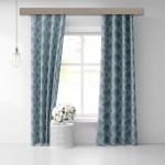 Штора Блэкаут печать white Element 0219 серо-голубой 145*260