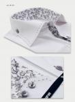 0107TESF  Белая мужская рубашка Elegance Slim Fit с узорным подкроем