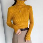 Джемпер  Женский 3003 "Высокий Ворот Мелкая Лапша"  Горчичный