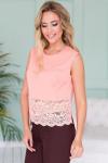 Блузка без рукавов персик с кружевом (Б-73-4)
