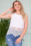 Блузка без рукавов белая с кружевом (Б-73-3)