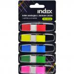 Блок-закладка с липким слоем, разм. 12х45мм,  пластик, 5 цветов по 25л, диспенс. с ев/п
