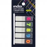 Блок-закладка с липким слоем, разм. 12х45 мм, пластик., 5 закл. по 20 листов, цифры 6-0