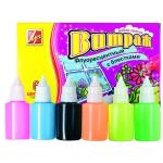 Набор для творчества краски по стеклу 6цв. флуоресц. с блест. по 20мл, контур, пленка и эскизы рис., ЛУЧ, ВИТРАЖ, картон. короб.