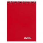 Блокнот INDEX, серия Office classic, на гребне, красный,  кл., ламиниров. обл., ф. А6, 40 л.