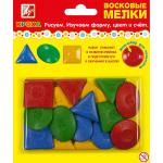 Мелки восковые, (4 цв.х 16 шт в уп), круглая, трехгранная, шестигранная форма, ассорти цв., ЛУЧ, ГЕОМЕТРИЧЕСКИЕ ФИГУРЫ