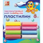 Пластилин, классический, 8 цв., ассорти, перламутр, 105 г, без стека, ЛУЧ, ПЕРЛАМУТРИКИ, блистер с е/п