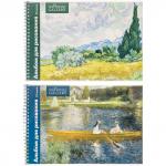 Альбом для рисования, А4, 210х297 мм, 32 л, гребень/евроспираль, 100 г/м2, картон мелованный, NATIONAL GALLERY, 2 дизайна, белый