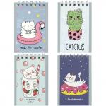 Блокнот ACTION! КОТИКИ, на гребне, кл., уф-лак, ф. А7, 40 л., 4 дизайна