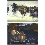 Альбом для рисования, А4, 210х297 мм, 32 л, скоба, 100 г/м2, картон мелованный, РУССКИЙ МУЗЕЙ, 2 дизайна, белый