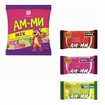 Конфеты карамель АМ-МИ, леденцовая МИНИ, ассорти тутти-фрутти/баббл-гам/кола, 180г, пакет, ш/к 41468