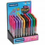 Ручка гелевая PENSAN Glitter Gel, АССОРТИ, чернила с блестками, 1 мм, линия 0,5 мм, дисплей,2280/S60