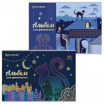 Альбом для рисования А4 40 л., скоба, тиснение фольгой, BRAUBERG, 202х285 мм, Кошечки (2 вида), 105102