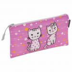 Пенал-конверт BRAUBERG, мягкий, водонепроницаемая молния, формат А6, Kittens, 22х12 см, 229258