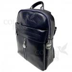 Кожаный рюкзак-сумка INDIKA CASUAL. Темно-синий.