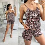 Атласный костюм топ и шорты гепард бордо AN123