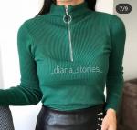 Джемпер  Женский 3003 "Высокий Ворот - Молния" Зеленый