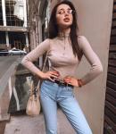 Джемпер  Женский 3003 "Высокий Ворот - Молния" Бежевый