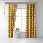 Штора Блэкаут печать white Paint forms 0098 золото 145*260