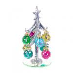 СНОУ БУМ Елка сувенирная со стразами, глиттер, стекло, 13см, 8 подвесок-шаров