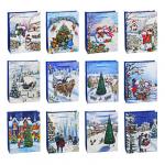 СНОУ БУМ Пакет подарочный, 18х23х8см, бумага высокого качества, глиттер, 6-12 дизайнов, арт.2021-5