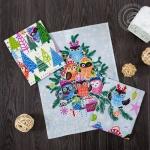 Комплект полотенец Зимние совушки 50*60 см, - 3 шт. вафля хлопок 100%