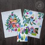 Комплект полотенец Зимние совушки 50*60 см, - 3 шт. вафля хлопок 100%