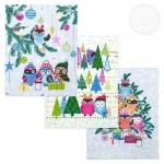 Комплект полотенец Зимние совушки 50*60 см, - 3 шт. вафля хлопок 100%