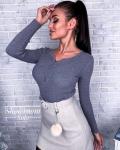 Джемпер  Женский 3003 "Вырез - Пуговицы" Серый