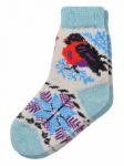 *Носки детские  шерстяные "Снегирь со снежинкой" голубой 3с45 Стильная Шерсть