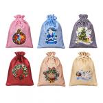 СНОУ БУМ Мешок подарочный, 18х24см, полиэстер, 6 дизайнов, арт.2021-23