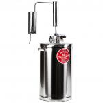 Дистиллятор премиум-классик из нержавеющей стали "Первач" 20 Л д23 см h77 см, охладитель, клапан контроля избыточного давления, сухопарник, термометр (Россия)