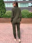 Женский вязанный костюм 388 темный хаки