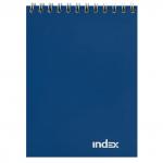 Блокнот INDEX, серия Office classic, на гребне, синий,  кл., ламиниров. обл., ф. А6, 40 л.