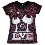 Футболка женская "Кошачья любовь" (стрейч) (артикул: km-05)