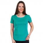 Женская однотонная футболка из хлопка, морского цвета (эконом),FEG-23
