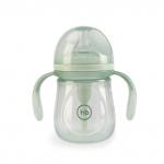 Бутылочка HAPPY BABY 10019O антиколиковая с ручками и силиконовой соской olive, 180 мл.