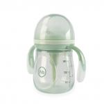 Бутылочка HAPPY BABY 10019O антиколиковая с ручками и силиконовой соской olive, 180 мл.