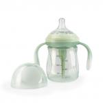 Бутылочка HAPPY BABY 10019O антиколиковая с ручками и силиконовой соской olive, 180 мл.