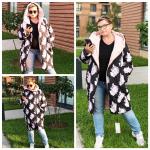 Болоневое пальто демисезон SIZE PLUS с капюшоном Розы KSU