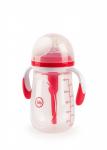 Бутылочка HAPPY BABY 10020 антиколиковая с ручками и силиконовой соской ruby, 300 мл.